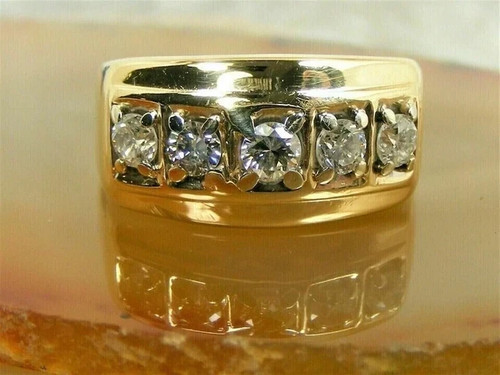 3Ct Round Cut Lab Created Diamond 14K Yellow Gold Finish Men's Cluster Ring Band - Picture 1 of 3