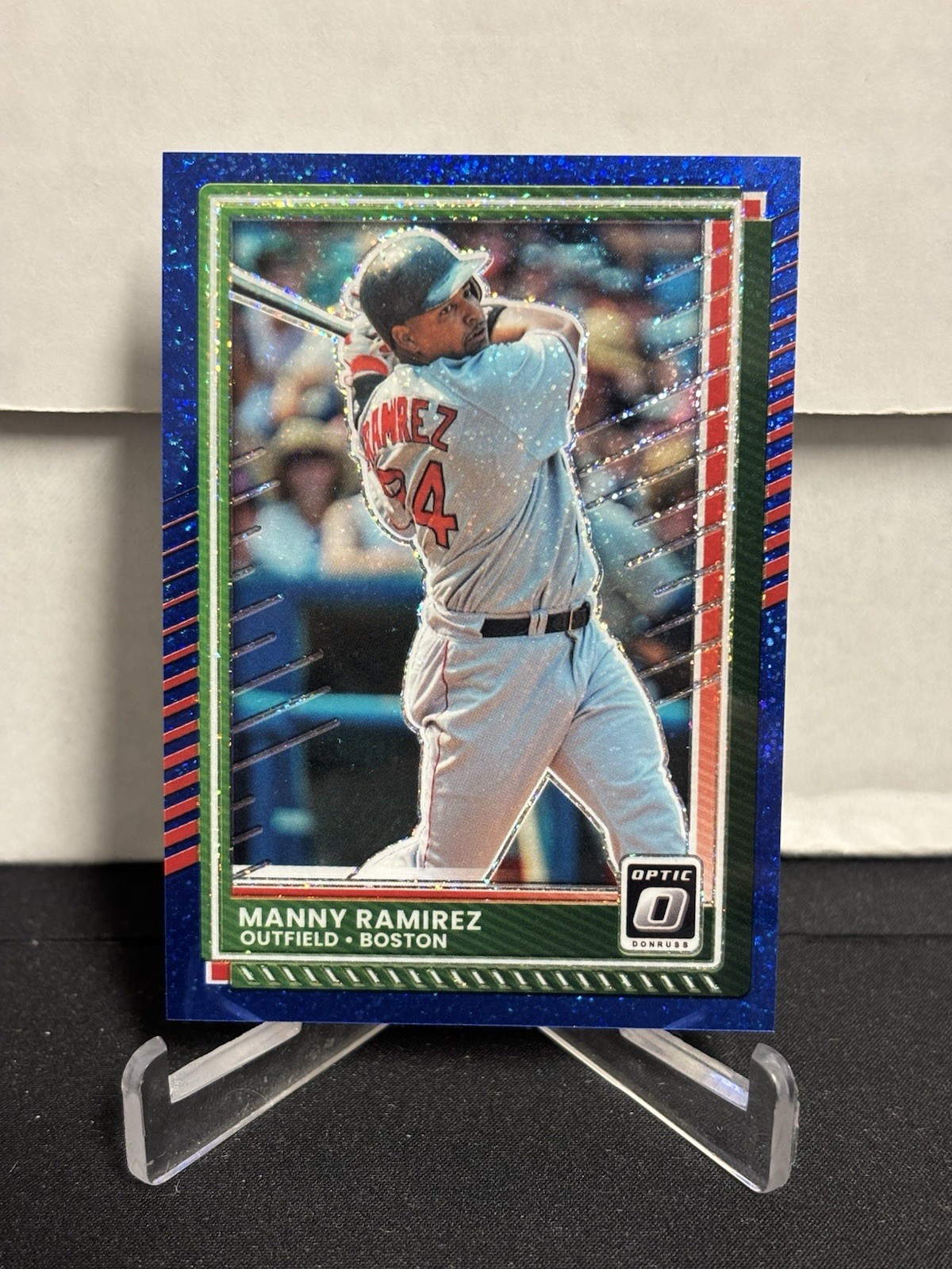 2025 Panini Donruss Optic Manny Ramirez Blue Glitter Prizm /8 SSP Red Sox #26