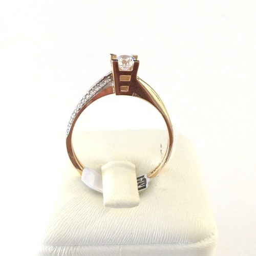 Anello in oro bicolore 14 carati con zirconi solitari | EL GRECO - Foto 5 di 7