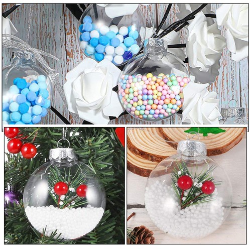 12 Pcs DIY Ornaments Christmas Flat Balls Fillable Clear Baubles Transparent - Picture 6 of 12