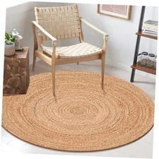 Handcrafted Jute Braided Rug 4 Feet Round - 100% Natural Jute Area Rug - 