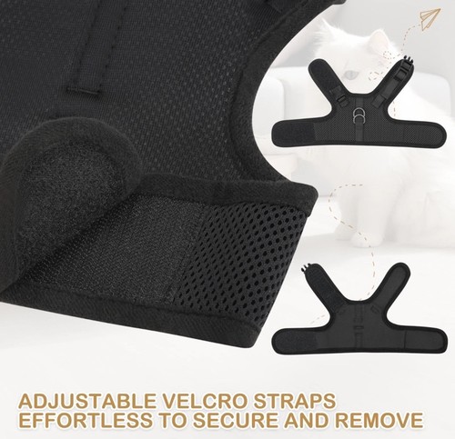 Adjustable Mesh Chest Black Jacket Pet Cat Walking Harness Escape Proof Sz Small - Picture 7 of 13