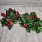 2 Christmas Plastic Candle Rings Holly Berry Pinecone Apple Gift Artificial Vtg