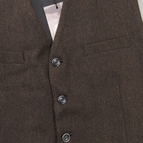 Celtic Ranchwear Wool Blend Tweed Vest Men's M Brown Herringbone Western Irish - Picture 7 of 11