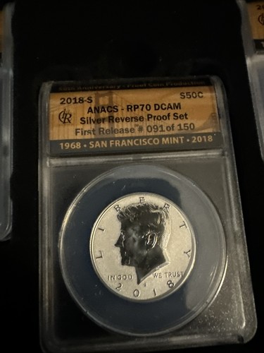 2018 S Anacs Reverse Silver Proof Set 50th Anniversary 10 Coin Set RP70 - Picture 5 of 12