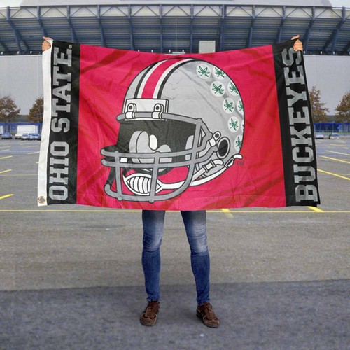 OSU Buckeyes Football Helmet Large Outdoor Flag - Picture 5 of 7