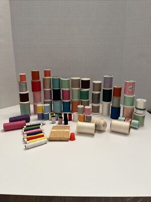 Mixed Lot of 74 Sewing Thread Spools. All Used Except 5 Never Opened.
