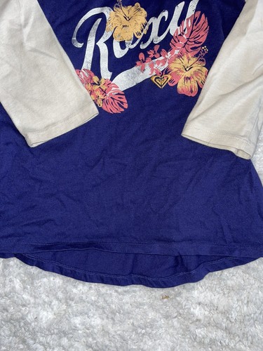 Roxy girls sz. 10 3/4 sleeve blue & cream design tee. Cute, great shape - Picture 5 of 8