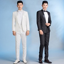 Mens Tuxedo Suit Shawl Lapel Wedding Formal Dinner Jacket Pants Trousers