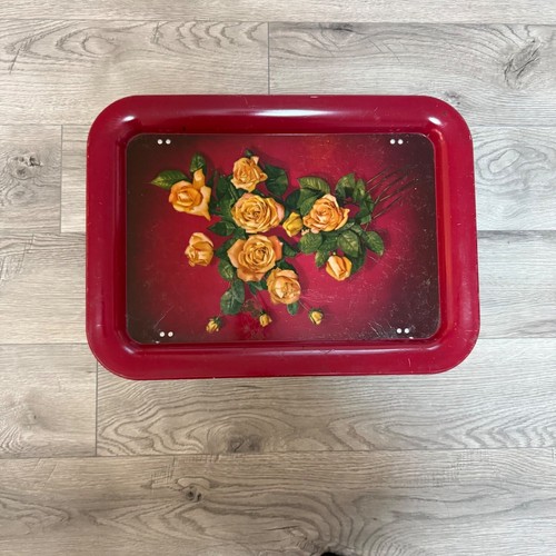 Retro Floral Metal TV Tray Folding Rustic Farmers Market Breakfast Lap Hand Pain - Bild 15 von 16