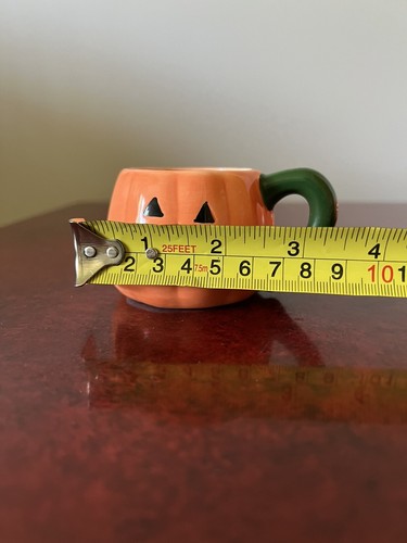 "Juego de 3 tazas de calabaza de cerámica vintage de Halloween de 2"" de alto Jack-O-Lantern" - Imagen 8 de 8
