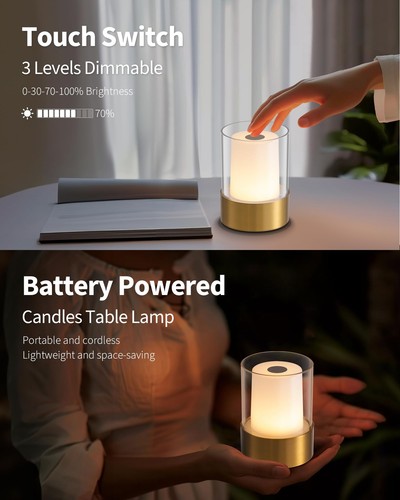 Led 4 Inch Brass Touch Night Light For Nursery Baby Kids Set Of 2 Small Outdoor - Picture 4 of 9
