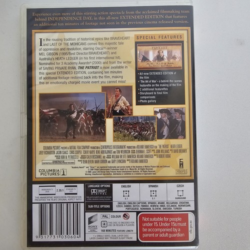 The Patriot (DVD, 2000) PAL Region 4 (Extended Edition) Mel Gibson, Heath Ledger - Picture 2 of 6