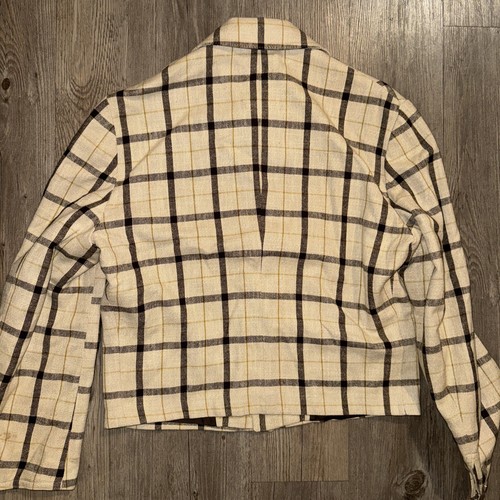 Vintage 60s Jacket Blazer Hippie Disco Sport Coat Size 42 Plaid Wing Collar EUC - Imagen 8 de 12