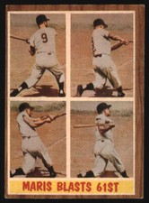 1962 Topps #313 Roger Maris VG/VGEX Yankees Blasts 61st 573687