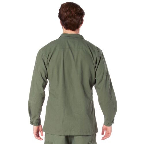 OD Green Vintage Military Rip-Stop Vietnam Era BDU Fatigue Shirt Fast Shipping - Picture 4 of 9