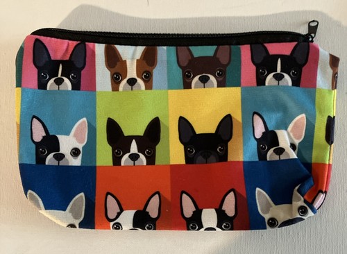 BOSTON TERRIER/FRENCH BULLDOG SUEDE LIKE MAKEUP BAG 8x 6 Approximately - Picture 2 of 4