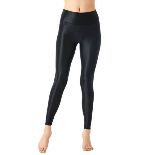 Mujer Semi Transparente Brillante Brillante Leggings Cintura Alta Deportes Correr Fitness Pantalones - Imagen 3 de 18