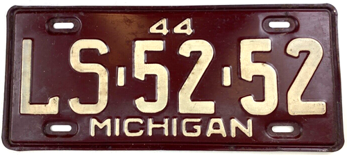 Michigan 1944 License Plate Garage Man Cave Auto Tag Pub Wall Decor Collector - 第 1/2 張圖片