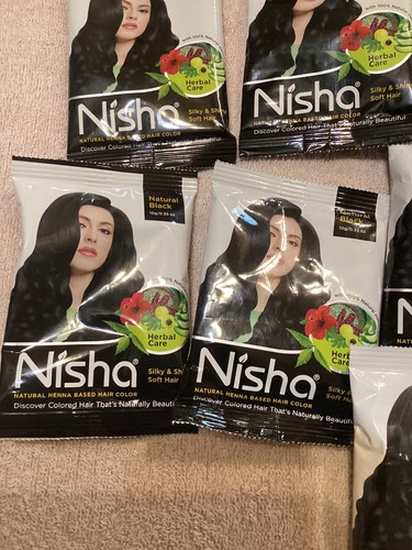 Nisha Henna Hair Color Dye No Ammonia Herbal Care Black Color Lot Of 9 - Picture 2 of 4