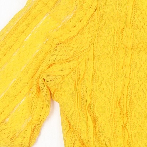 Dorothy Perkins Womens Yellow Herringbone Polyester Tunic Blouse Size 14 Boat Ne - Picture 10 of 10