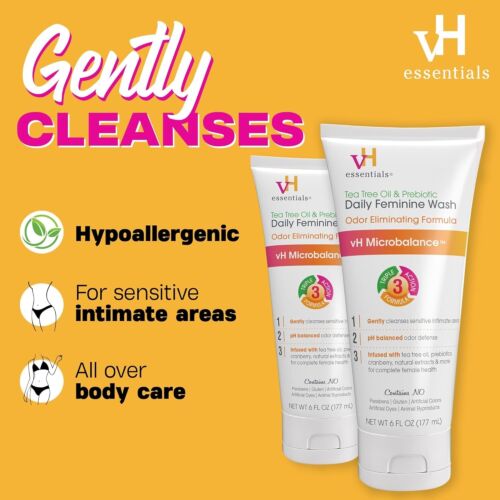 vH essentials, Ph Balanced Daily Femminile Wash, Tea Tree Oil & Prebiotic (6 oz) - Foto 3 di 7
