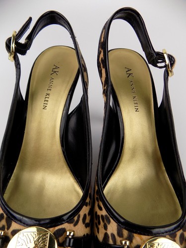AK Anne Klein Womens Dress Heels 8M Mawestiem Animal Print Peep Toe Slingback - Picture 7 of 11