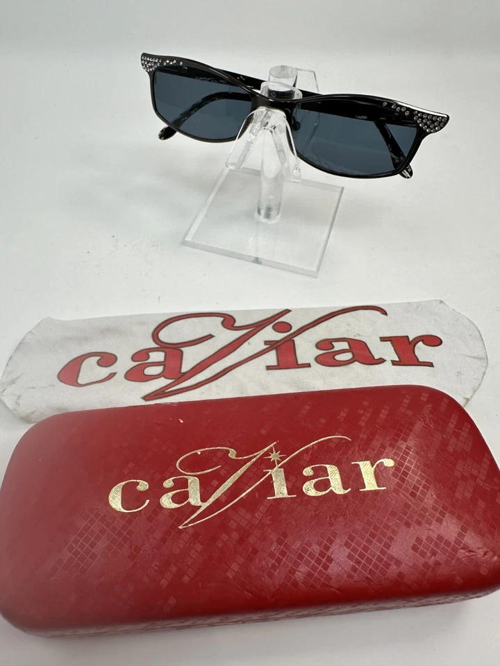 Caviar M1757C82 51017 Women's Black Rhinestone Lightweight Designer Sunglasses - Image 3 of 4