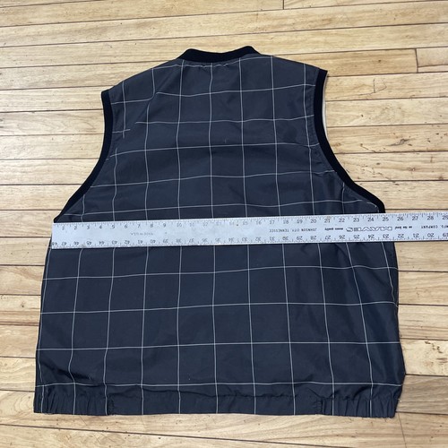 Vtg DOCKERS Reversible Golf Vest Men XL Black Cream Plaid Stain Defender 044917A - Picture 6 of 18