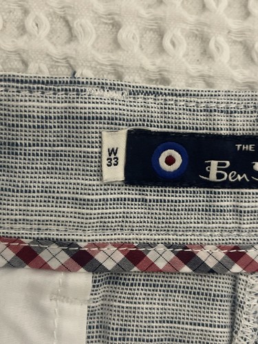 Ben Sherman Shorts Mens 33 Regular Fit Stretch Flex Chino Casual Flat Front Blue - Picture 2 of 15
