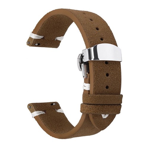 Correa de reloj de cuero con hebilla de mariposa coloridas correas de muñeca pulsera 18-22 mm - Imagen 9 de 23