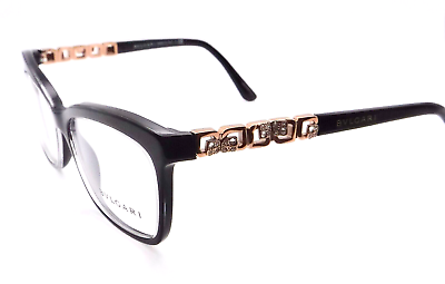 BVLGARI Eyeglasses 4116-B 5383 Black Frames Clear Lens Gold BVLGARI Eyeglasses 4116-B 5383 Black Frames Clear Lens Gold