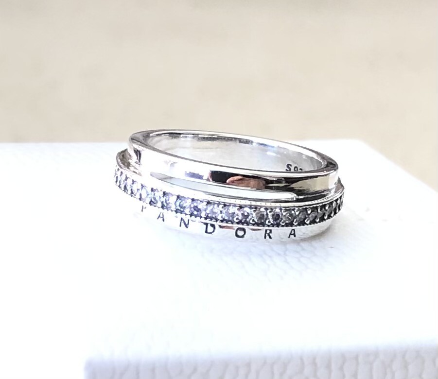 Pandora Triple Band Pav Ring 199040C01 HINGED BOX POLISH CLOTH