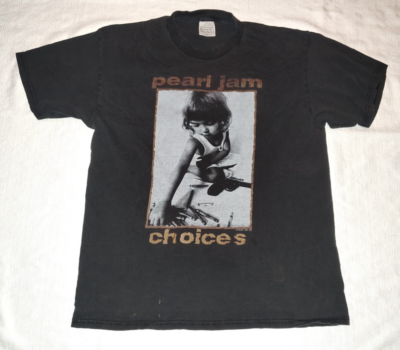 トップス 90s PEARL JAM 1992 choices kids guns Vintage 90s PEARL JAM Choices 1992 Ten Tour Concert T Shirt
