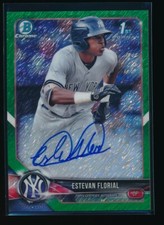 ESTEVAN FLORIAL AUTO 2018 Bowman Chrome Autograph GREEN SHIMMER REFRACTOR /99 RC