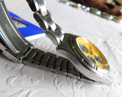 VINTAGE CITIZEN YELLOW PANDA CHRONOGRAPH 0510-H22951K MEN'S WRISTWATCH MINT ! - Picture 4 of 14