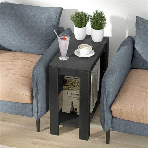 Farmhouse Bedside End Table Sofa Side Table with Storage Shelf Telephone Table - Picture 6 of 12