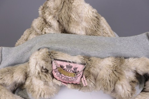 Juicy Couture Los Angeles Gray Faux Fur Hooded Zip Jumper Jacket Size M - Picture 22 of 24