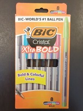 BIC Ballpoint  Assorted Ink Pen Cristal Xtra Bold 8 ct Pastels