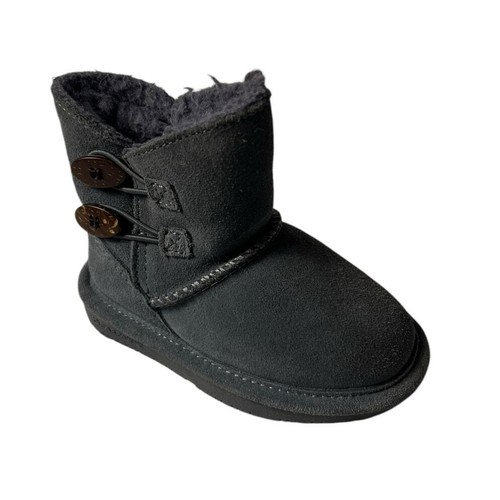 Bearpaw Toddler Girls Grey Short Shearling Suede Boots Size 7  - Picture 1 of 4
