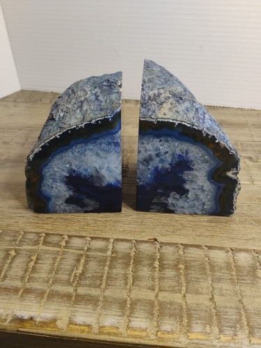Geode Buchstützen Achat blau WUNDERSCHÖNE FARBEN über 6 Pfund Muster-Drusy Center - Bild 11 von 15
