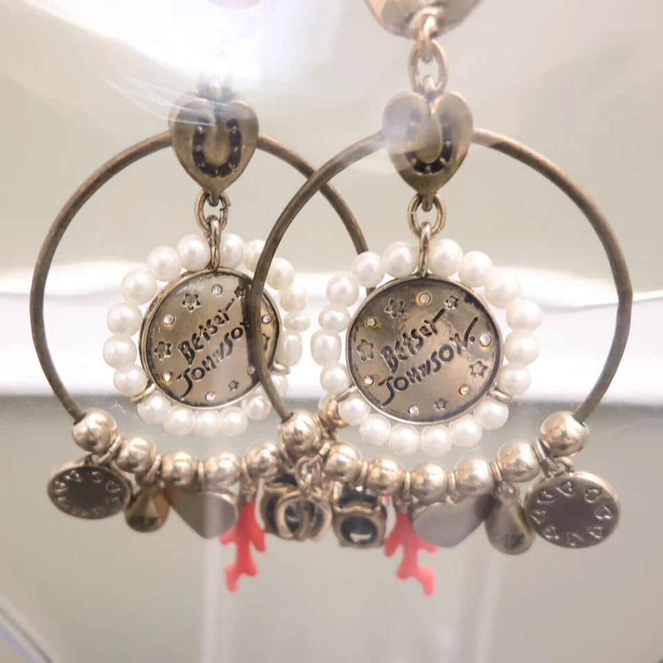 Pendientes Betsey Johnson Lucky Charms aros imitación coral y turquesa dorado Foto 4 de 4