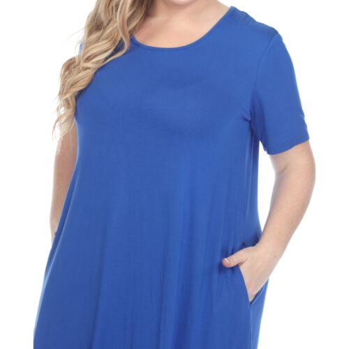 Plus Size Short Sleeve Pocket Swing Midi Dress - Picture 38 of 49