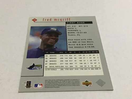 FRED McGRIFF Oddball Insert & Regular issue Baseball BLUE JAYS Lot #2 YOU CHOOSE - Picture 68 of 400
