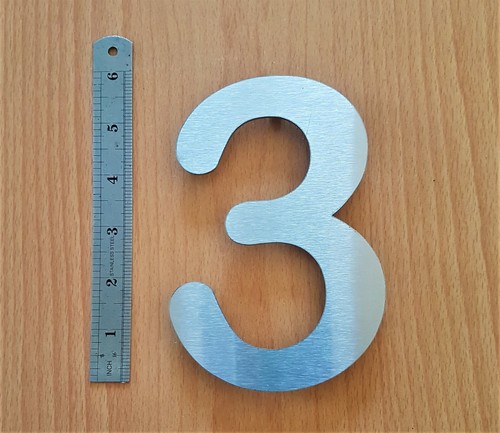 Großes 6"/15cm schwimmendes Rundhaus/Haustür Zahlen gebürstet Edelstahl - Bild 10 von 20