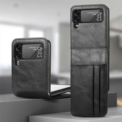 Estuche rígido delgado con ranura para tarjeta híbrida de cuero a prueba de golpes 6/5/4/3 5G abatible para Samsung Z - Imagen 86 de 93