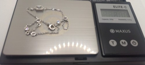 925 Sterling Silver & CZ Sparkling Bracelet Anklet 9" & 3 Grams.                 - Picture 6 of 7