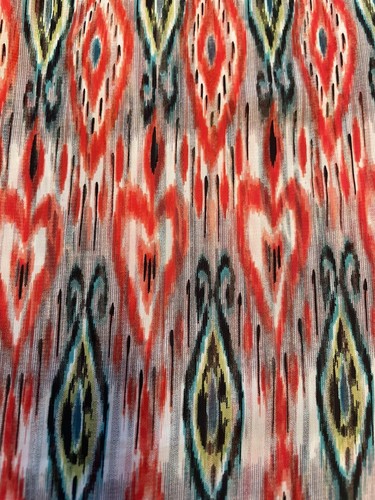 Jones New York Sleeveless Boho Blouse Wmns L Sheer Multicolor Orange Teal Batik - Picture 3 of 17