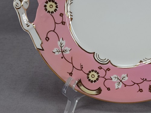 D&C Limoges Hand Painted Yellow Floral Pink & Gold Cake Plate C. 1879-1893 - Picture 5 of 8