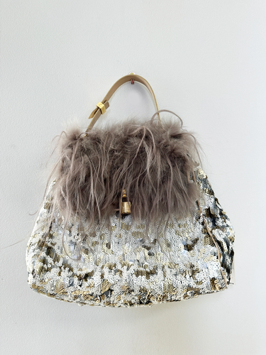 Marc by Marc Jacobs Silver and Gold Sequined Handbag Size L - Picture 3 of 4